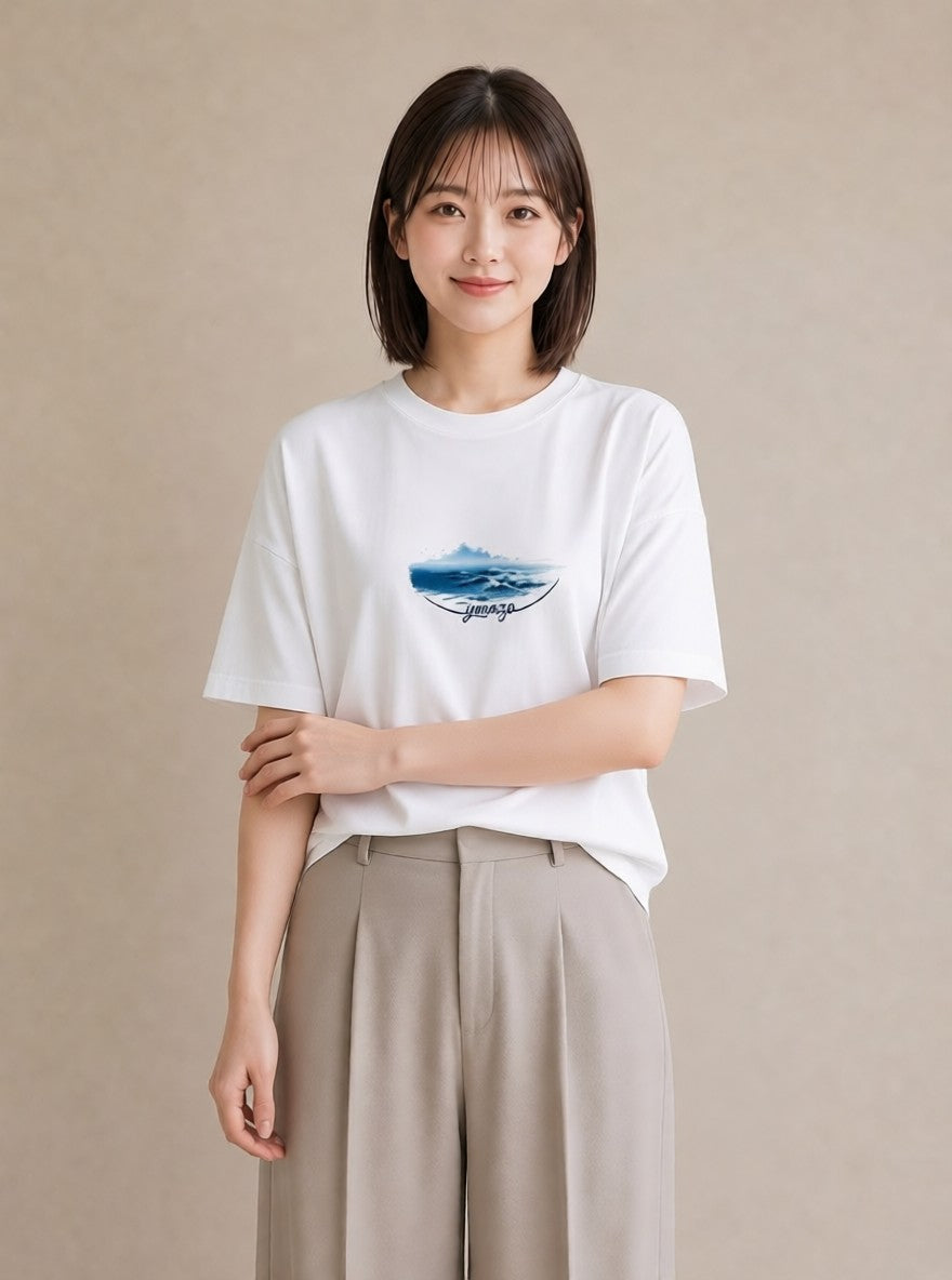 デザインTシャツ レディース 灯台 霧 海 ナチュラル アンティーク イラスト 個性的 姉妹 送別ギフト 白T