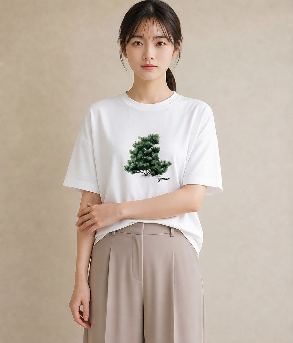 グラフィックTシャツ レディース 青の水彩 風景 ブルー ナチュラル アンティーク イラスト 女性 旅行用 白T