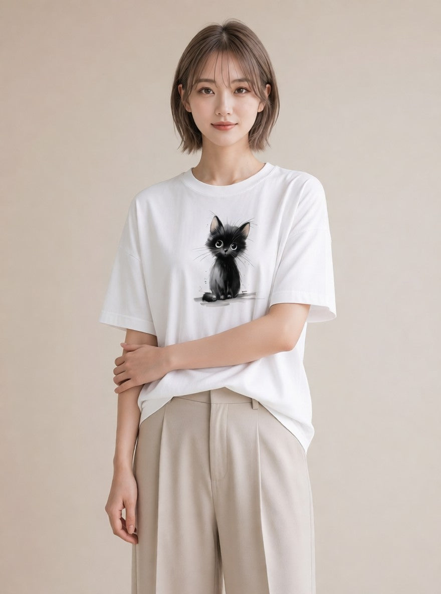 Tシャツ レディース 靴下猫 猫 ねこ イラスト 誕生日プレゼント 綿100 白T