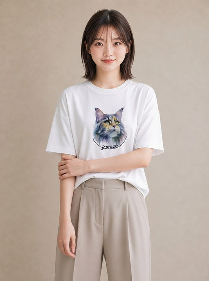 Tシャツ レディース ラグドール 猫 ねこ イラスト ミニマル 母娘コーデ 自分用 白T