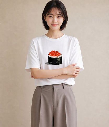 プリントTシャツ レディース お寿司 食べ物 フード イラスト ペアコーデ 秋コーデ 白T