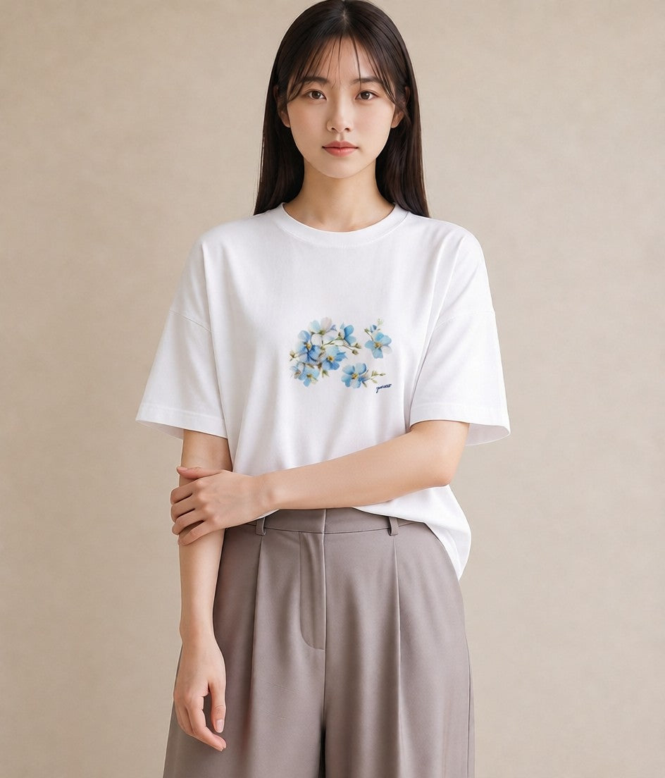 デザインTシャツ レディース 花 花柄 イラスト シック 女性 旅行用 白T