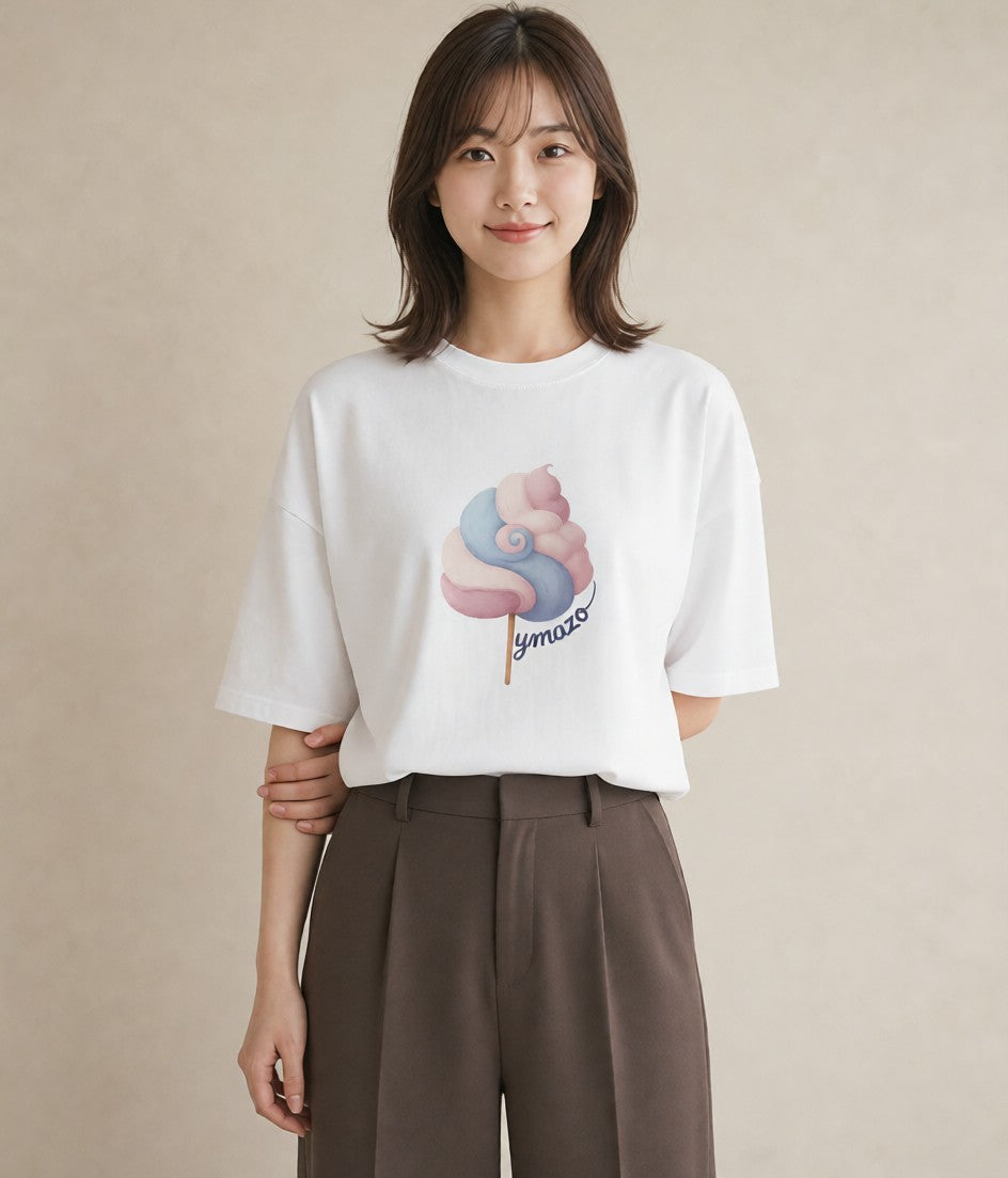 デザインTシャツ レディース キャンディ 食べ物 フード イラスト 可愛い 20代 カジュアルコーデ 白T