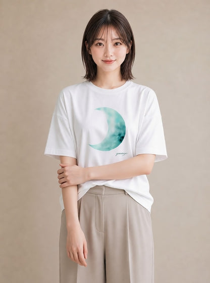 デザインTシャツ レディース 月 星空 宇宙 イラスト ラフ 友達ギフト 部屋着 白T