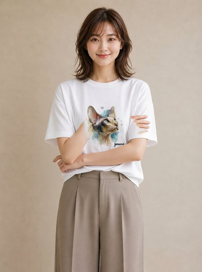 プリントTシャツ レディース 猫 ねこ イラスト ゆるかわ ホワイトデー 春服 白T