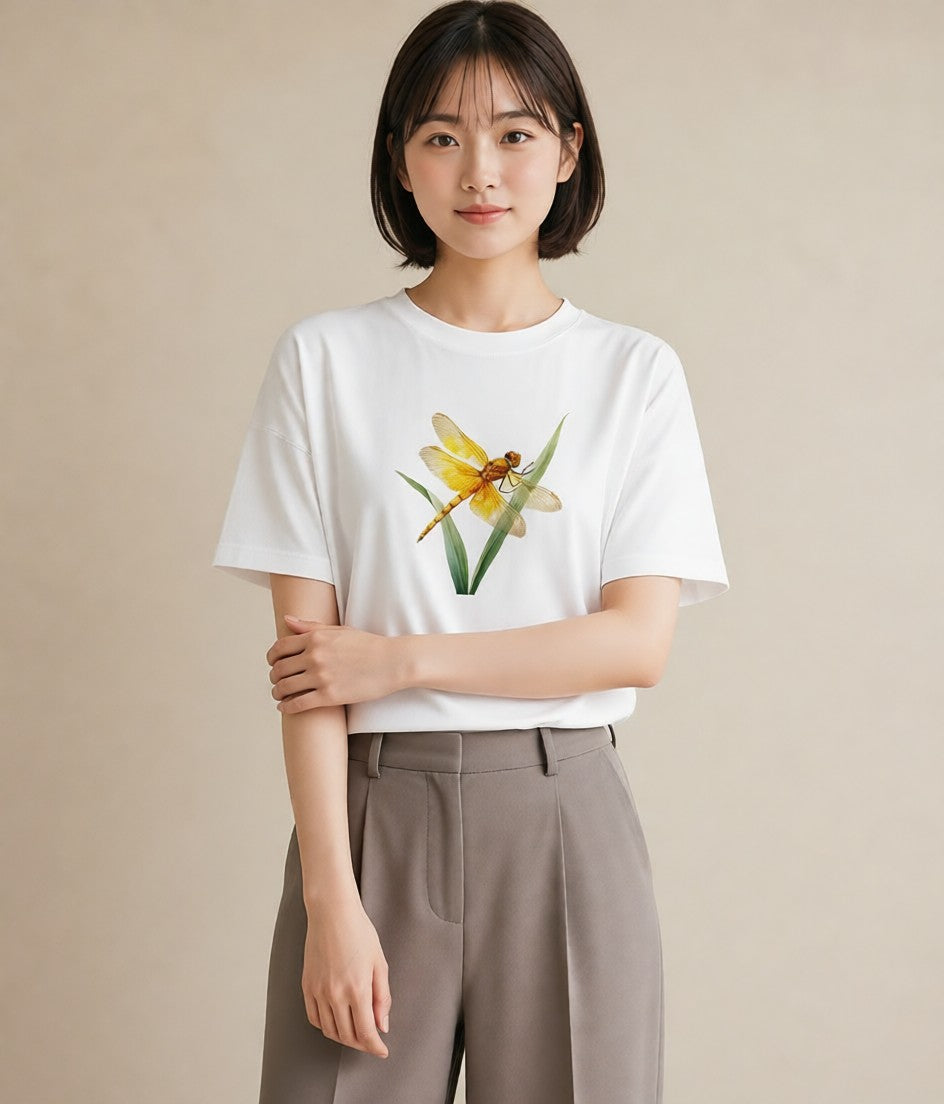 グラフィックTシャツ レディース ホタル 昆虫 虫 イラスト 通勤 在宅 白T
