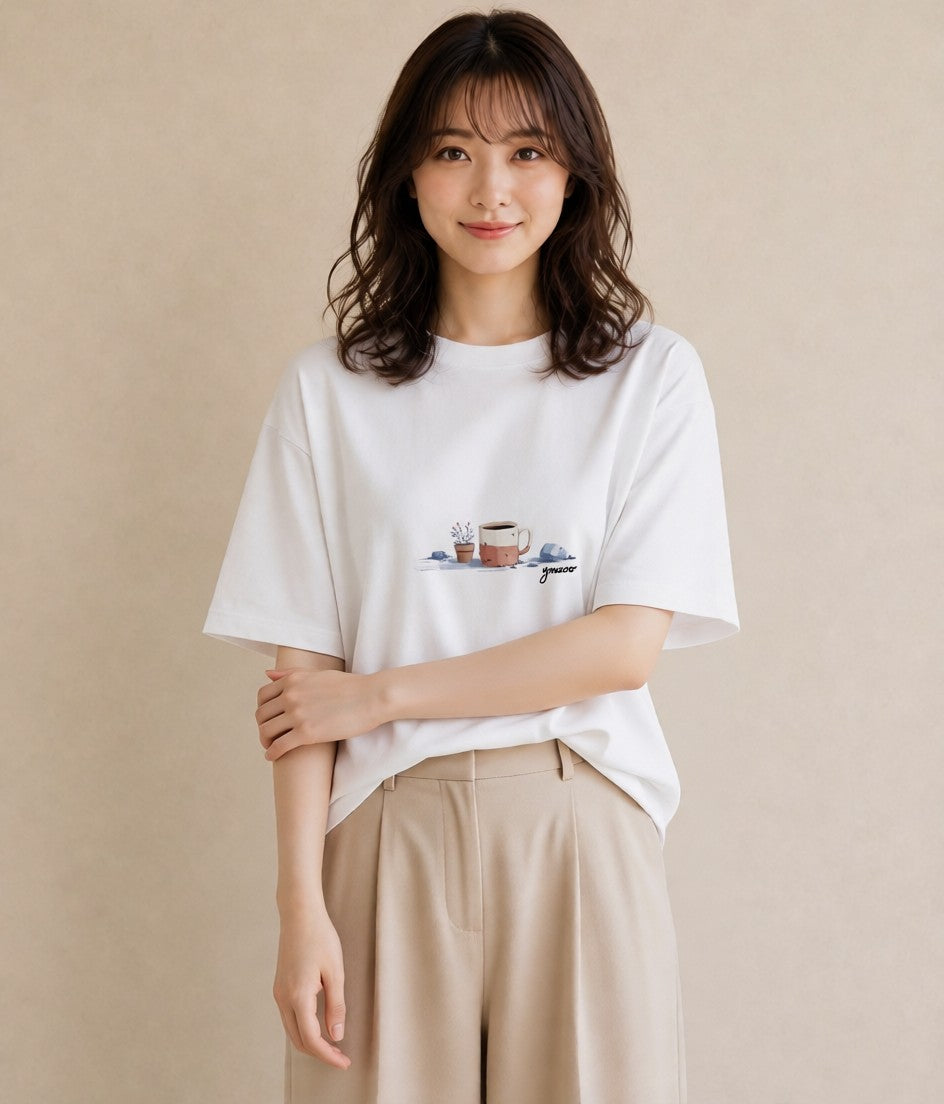 Tシャツ レディース 紅茶 食べ物 フード イラスト 淡色 母の日 ビーチ 白T