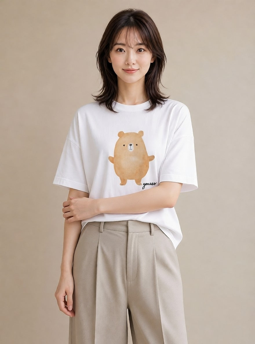 半袖Tシャツ レディース コアラ 動物 アニマル イラスト シンプル レイヤード 友達ギフト 白T