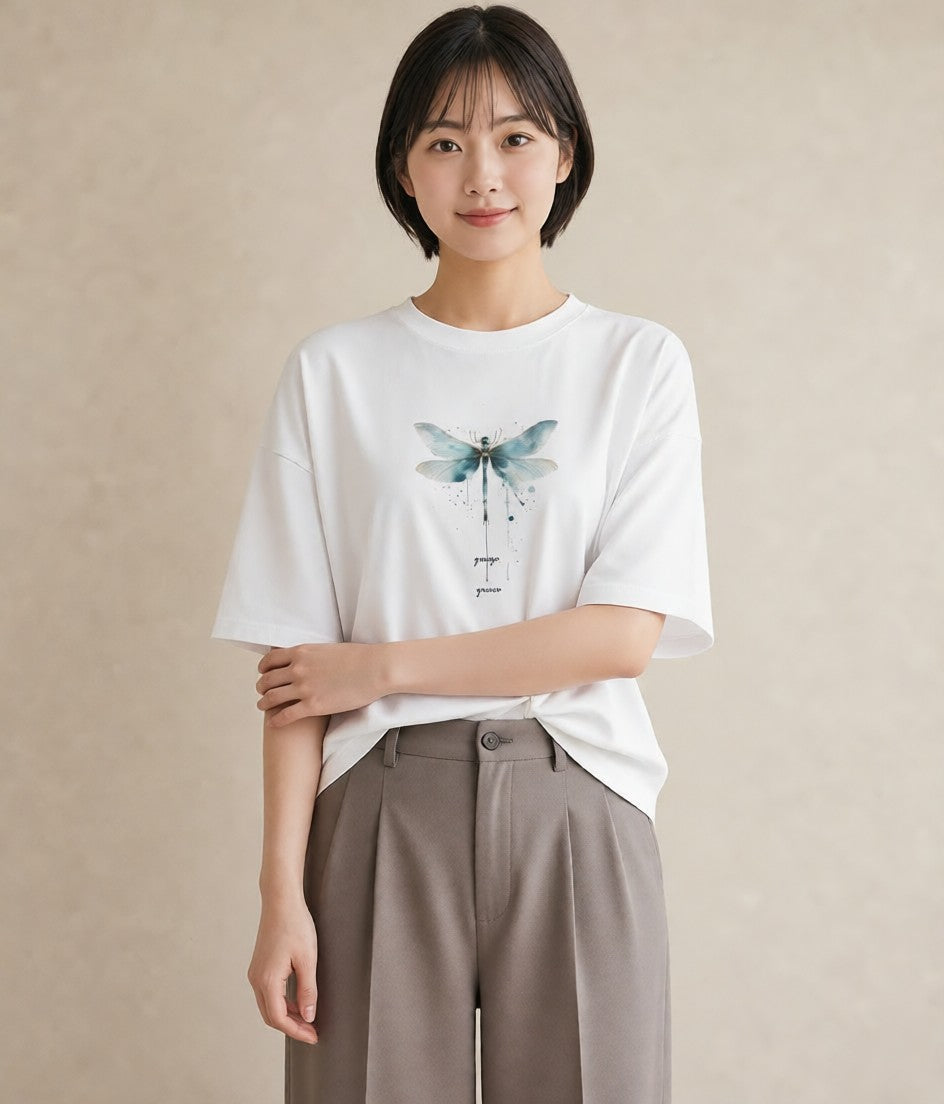 グラフィックTシャツ レディース ホタル 昆虫 虫 イラスト アート風 ギフト 母の日 白T