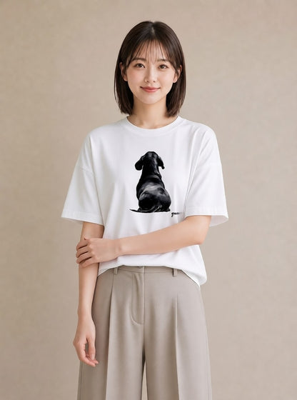 グラフィックTシャツ レディース 犬好き 犬 いぬ イラスト 親子 20代 白T