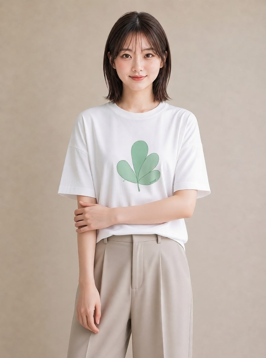 プリントTシャツ レディース ユーカリ 植物 ボタニカル イラスト モード 部屋着 女性向けギフト 白T