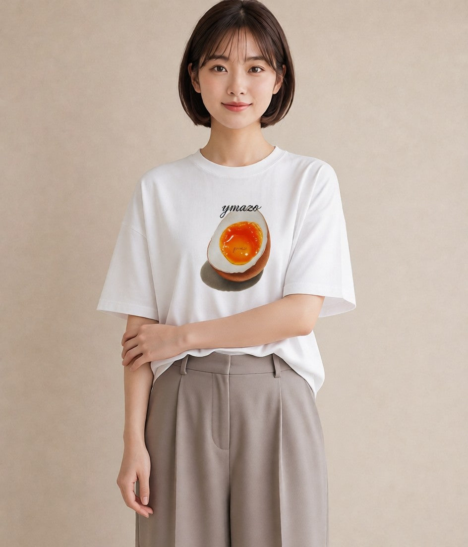 プリントTシャツ レディース 目玉焼き 食べ物 フード イラスト こなれ感 在宅 公園 白T