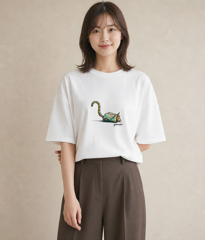 半袖Tシャツ レディース 猫好き 猫 ねこ イラスト レトロ ミセス 春コーデ 白T