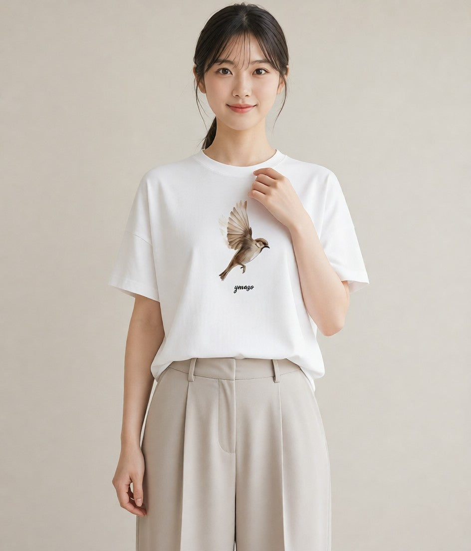 半袖Tシャツ レディース 桜文鳥 ペット 動物 イラスト 普段使い 母娘コーデ 自分用 白T