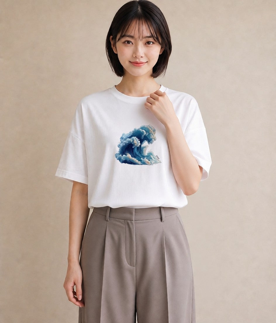 デザインTシャツ レディース 海 星空 宇宙 イラスト レトロ 公園 ママ 白T