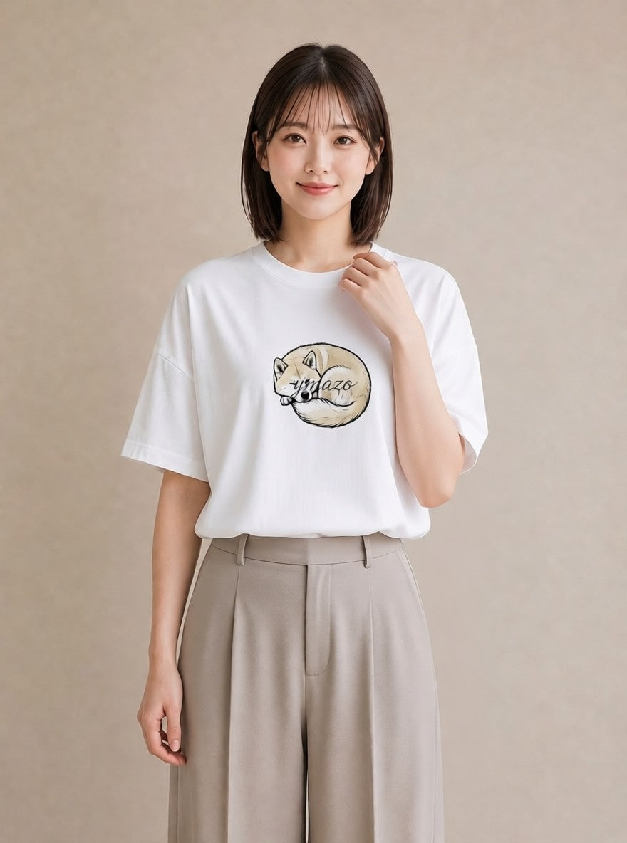 半袖Tシャツ レディース 秋田犬 犬 いぬ イラスト お洒落 買い物 夏コーデ 白T
