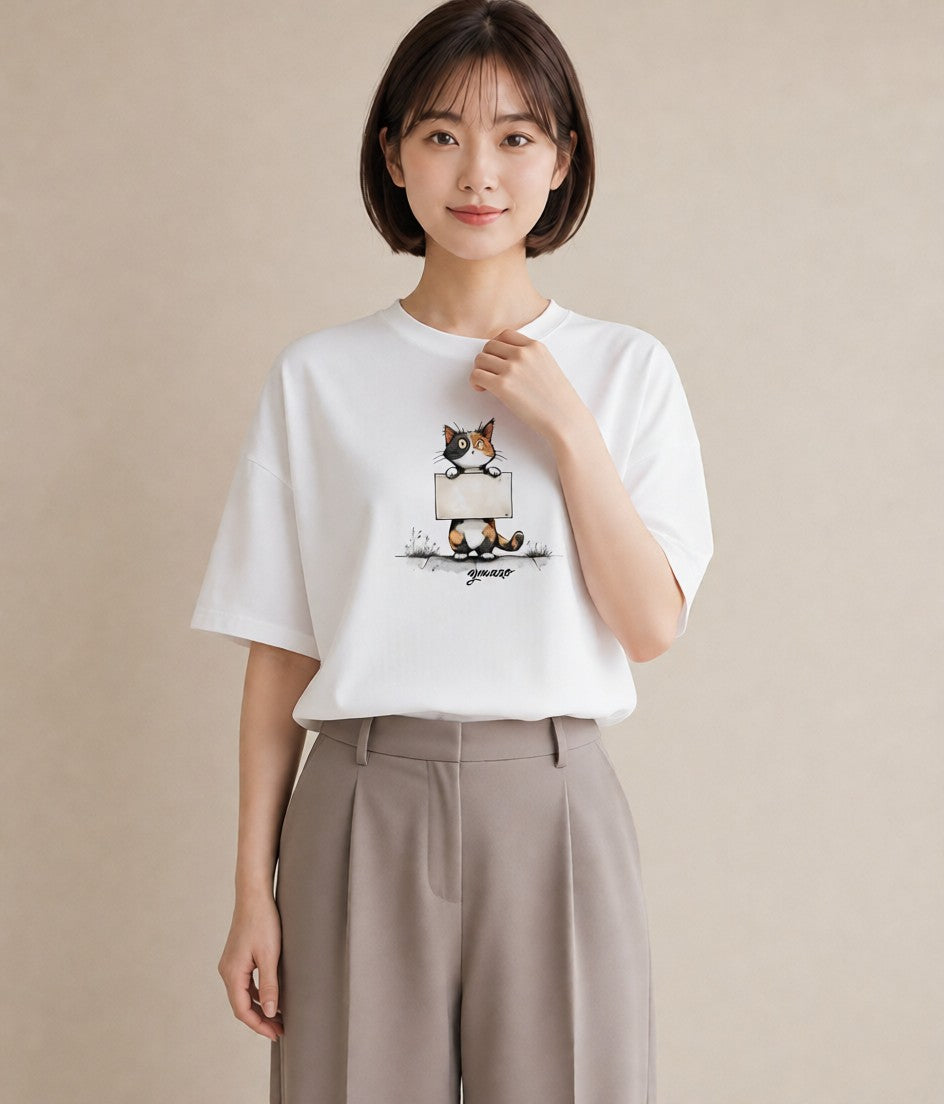 プリントTシャツ レディース 靴下猫 猫 ねこ イラスト きれいめ ホワイトデー 春服 白T
