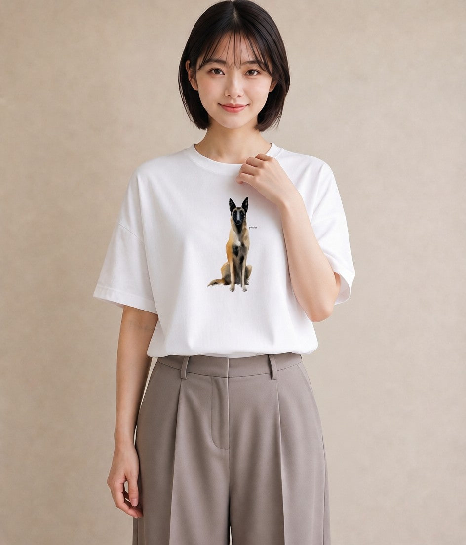 Tシャツ レディース ジャーマンシェパード 犬 いぬ イラスト 上品 送別ギフト 通勤 白T