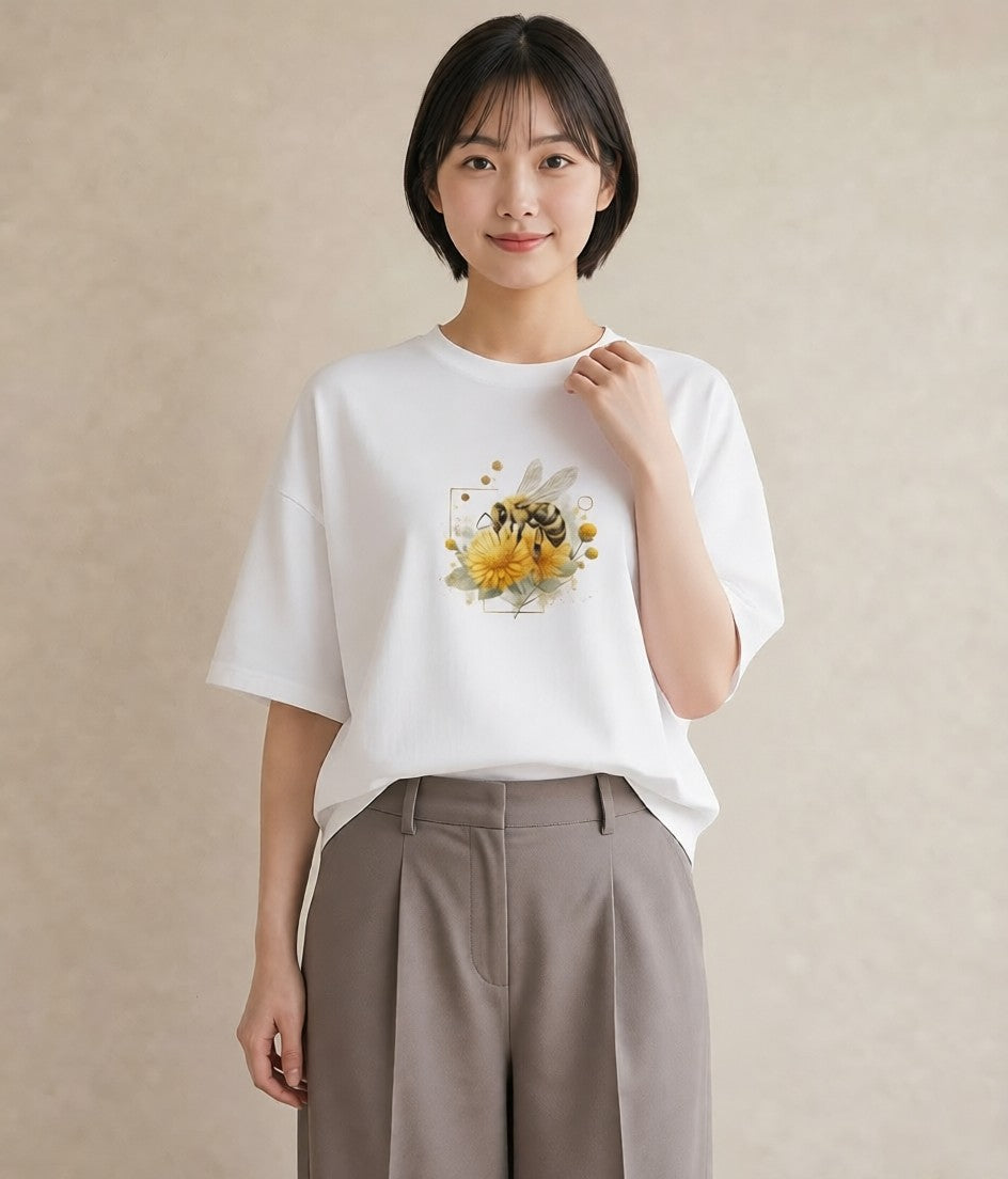 Tシャツ レディース ハニー 食べ物 フード イラスト フェミニン 母の日 ビーチ 白T