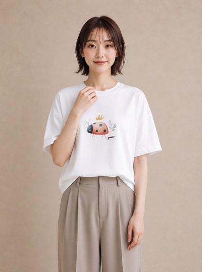 デザインTシャツ レディース てんとう虫 昆虫 虫 イラスト 休日コーデ 姉妹 送別ギフト 白T