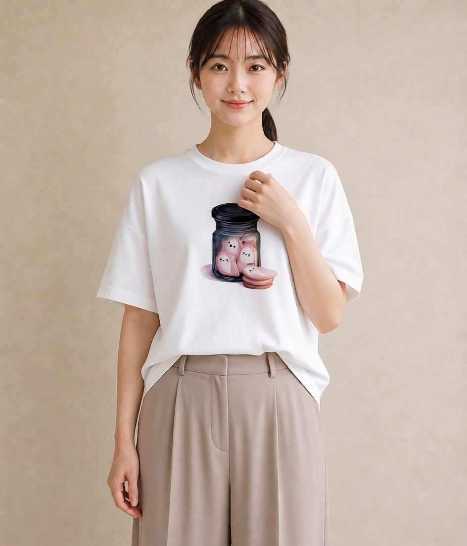 グラフィックTシャツ レディース ドーナツ 食べ物 フード イラスト 普段使い 週末コーデ 敬老の日 白T