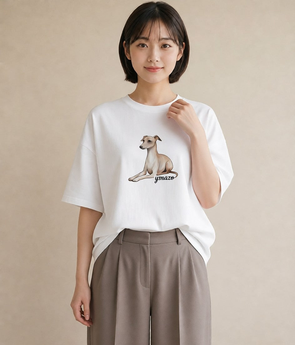 プリントTシャツ レディース イタリアングレーハウンド 犬 いぬ イラスト レトロ 普段着 週末コーデ 白T