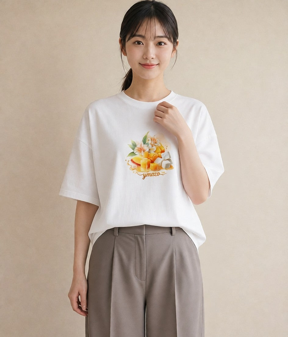 Tシャツ レディース パフェ 食べ物 フード イラスト 普段使い 旅行用 海 白T