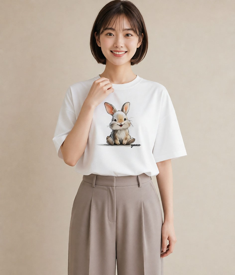 プリントTシャツ レディース ネザーランドドワーフ ペット 動物 イラスト モード 秋コーデ おしゃれギフト 白T