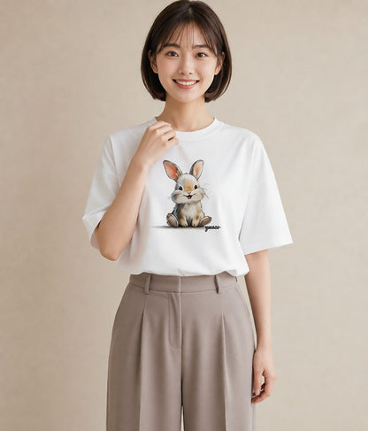 プリントTシャツ レディース ネザーランドドワーフ ペット 動物 イラスト モード 秋コーデ おしゃれギフト 白T