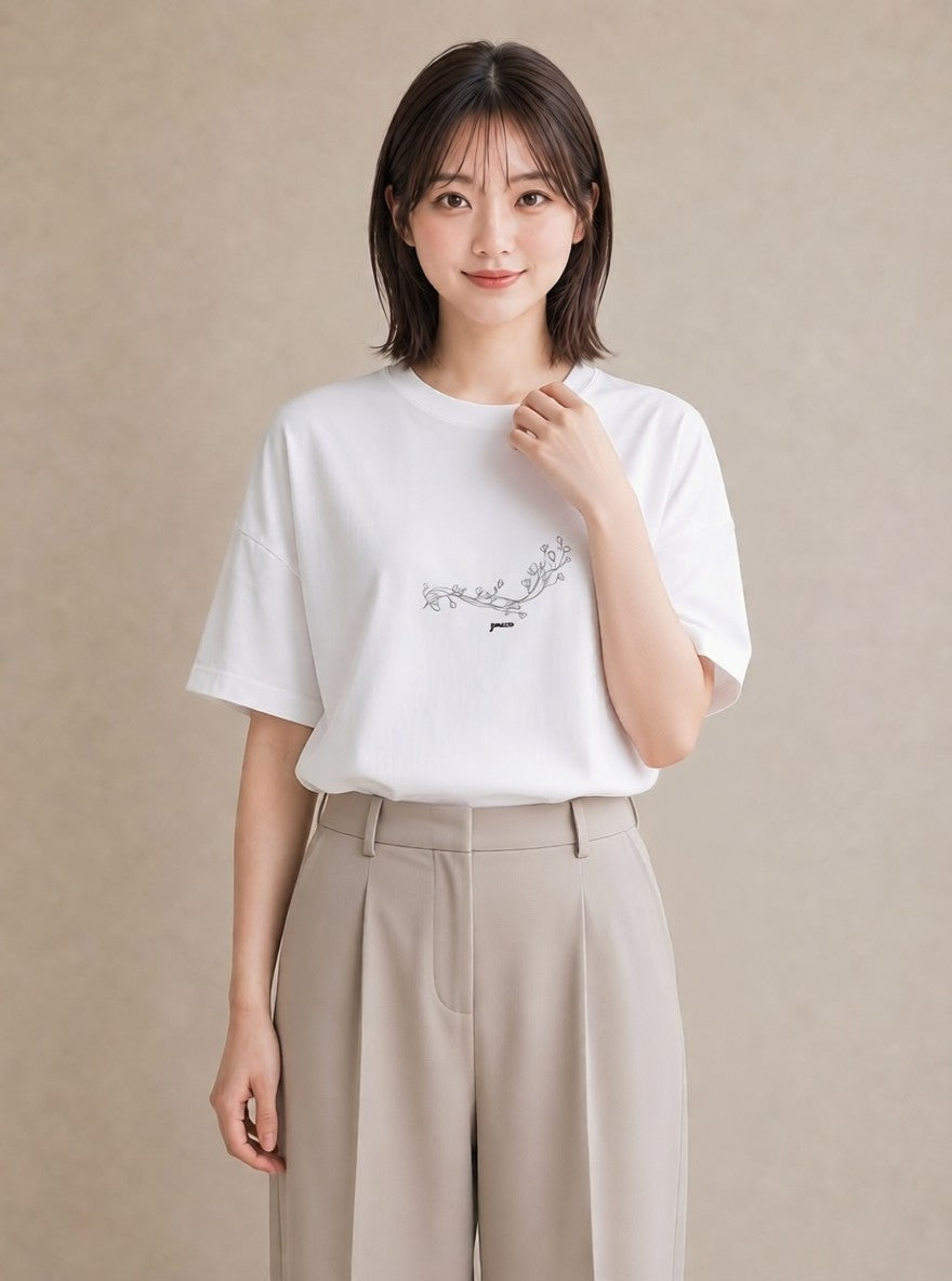 半袖Tシャツ レディース さくら 桜 桜の枝 イラスト 個性的 ビーチ デイリーウェア 白T
