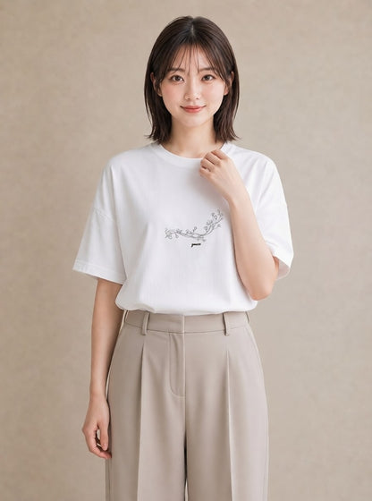 半袖Tシャツ レディース さくら 桜 桜の枝 イラスト 個性的 ビーチ デイリーウェア 白T