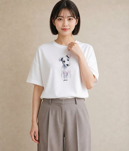 プリントTシャツ レディース 子犬 犬 いぬ イラスト シック 秋コーデ おしゃれギフト 白T
