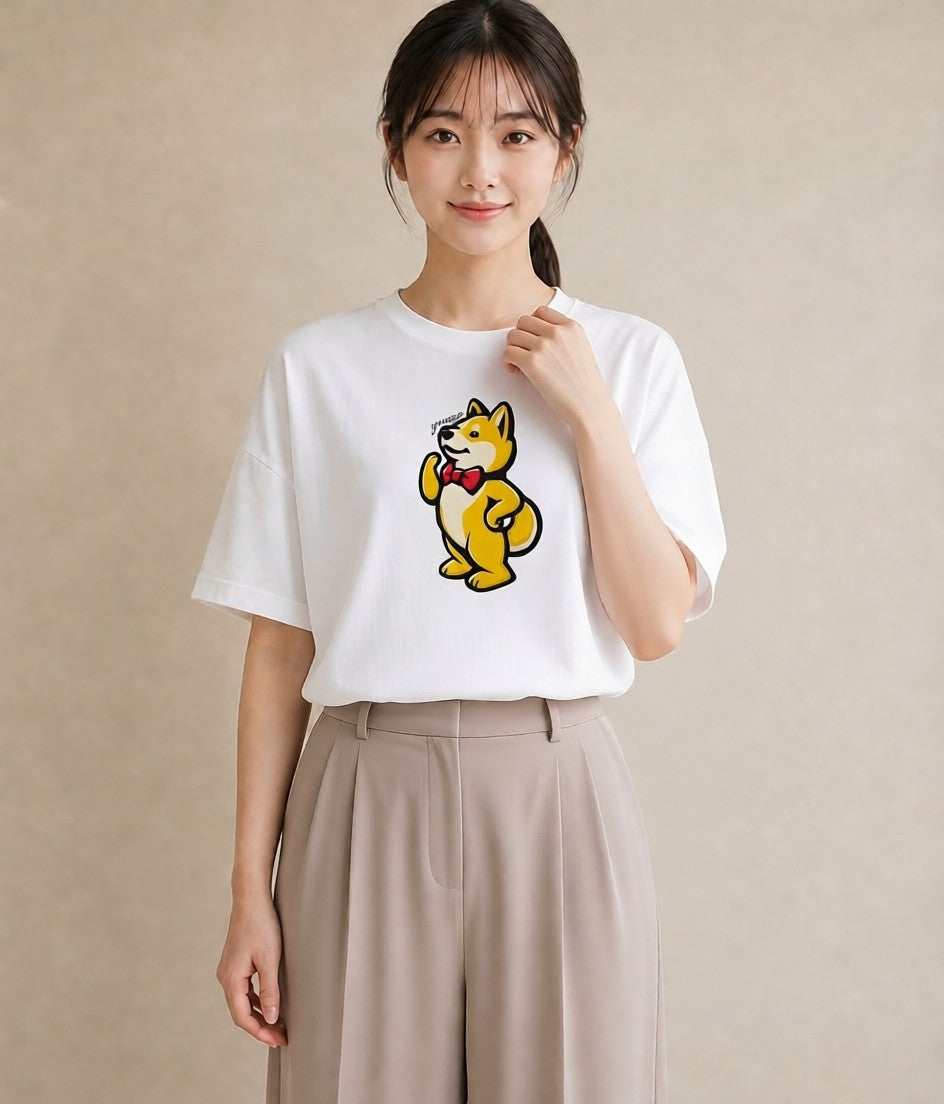 プリントTシャツ レディース 柴犬 しばいぬ 犬 いぬ イラスト 手描き風 在宅 公園 白T