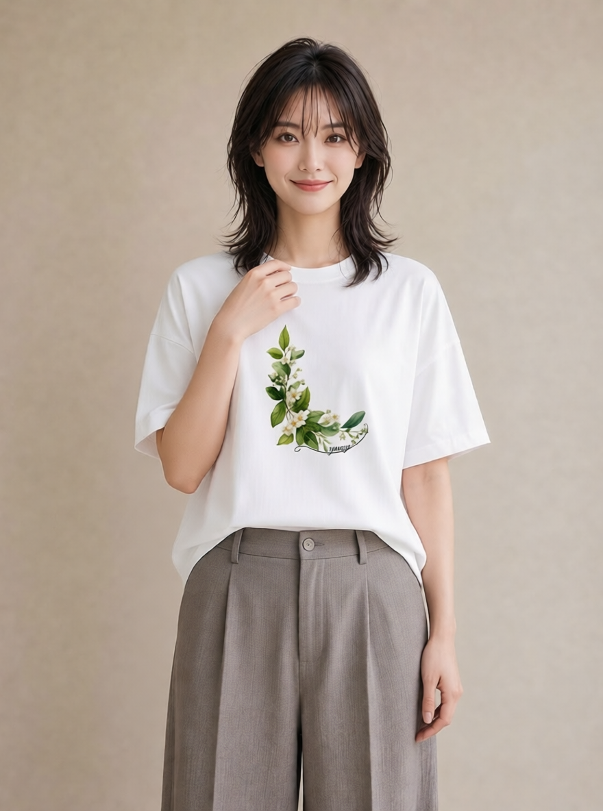 デザインTシャツ レディース 金木犀 花 花柄 イラスト ゆるコーデ 姉妹 送別ギフト 白T