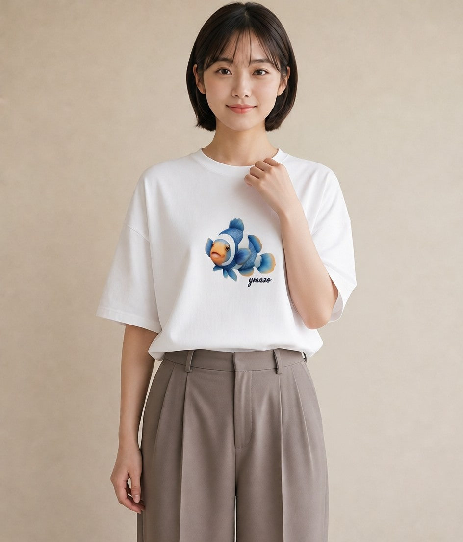 プリントTシャツ レディース 金魚 ペット 動物 イラスト ポップ 敬老の日 ホワイトデー 白T