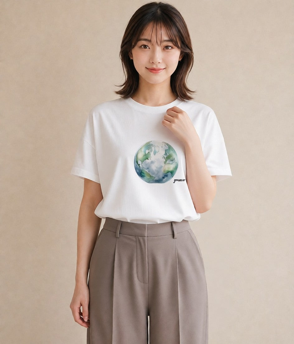 デザインTシャツ レディース プラネット 星空 宇宙 イラスト 北欧風 送別ギフト 通勤 白T