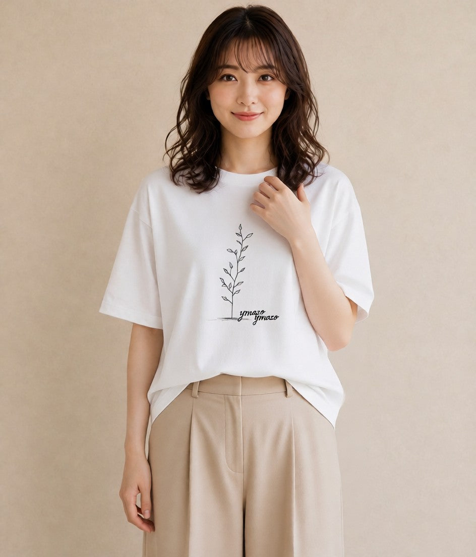 プリントTシャツ レディース 観葉植物 ボタニカル 植物 イラスト シック 友達ギフト 部屋着 白T