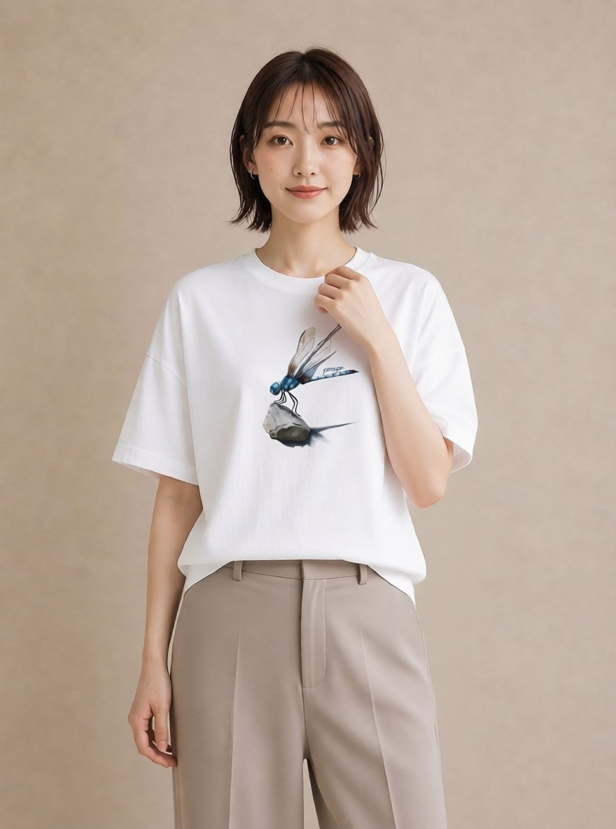 デザインTシャツ レディース とんぼ 昆虫 虫 イラスト 水彩風 女性向けギフト 散歩 白T