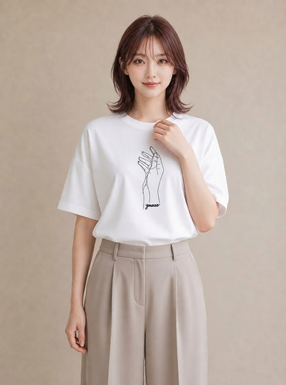 デザインTシャツ レディース 手鏡 アンティーク レトロ ナチュラル イラスト 上品 クリスマス 旅行 白T
