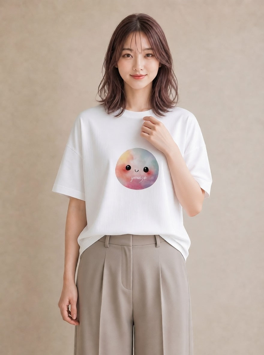 グラフィックTシャツ レディース おにぎり 食べ物 フード イラスト 淡色 部屋着 女性向けギフト 白T