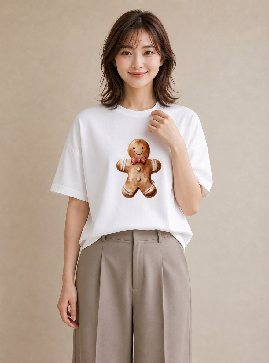 Tシャツ レディース クッキー 食べ物 フード イラスト 可愛い クリスマス 旅行 白T
