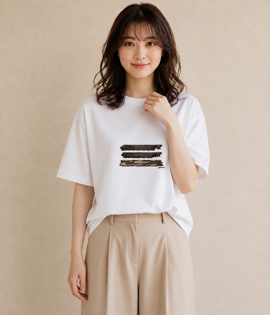 Tシャツ レディース 桟橋 水辺 波止場 ナチュラル アンティーク イラスト ポップ カフェ服 クリスマス 白T