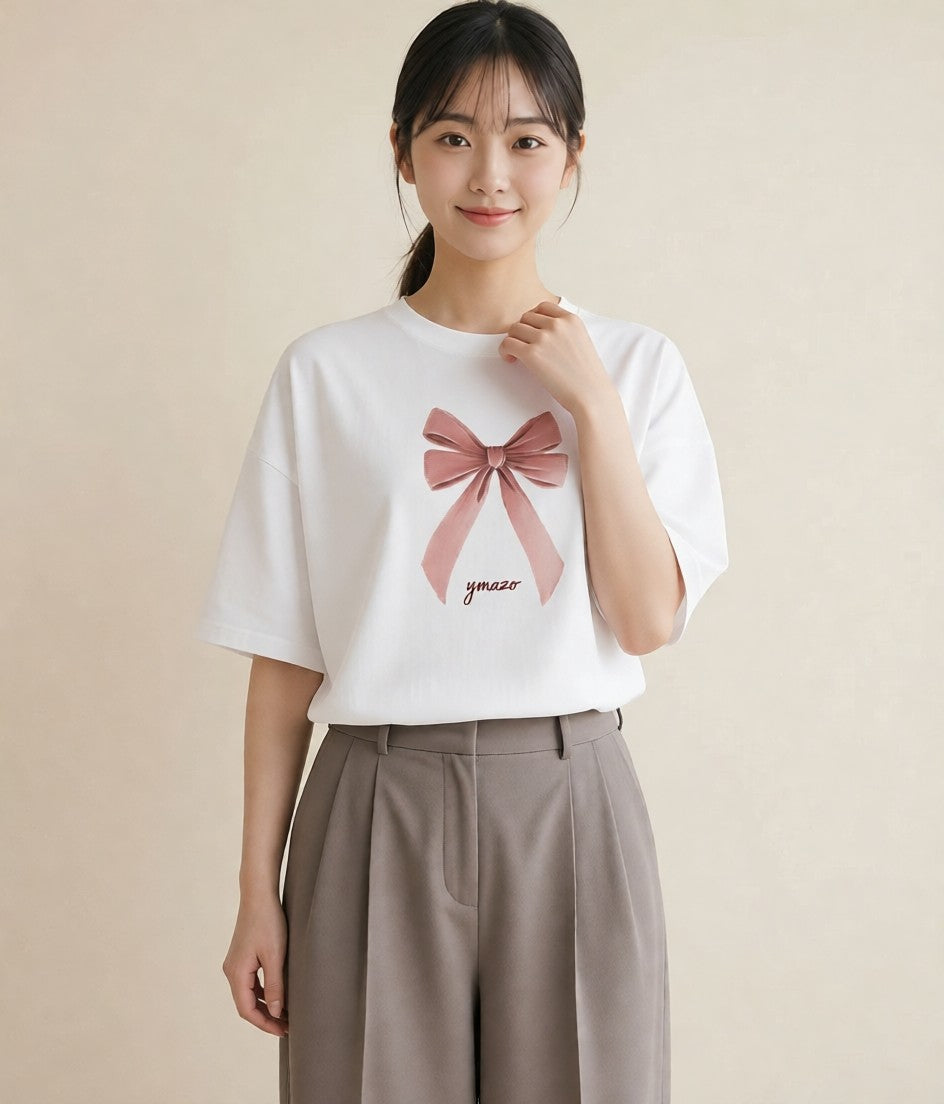 グラフィックTシャツ レディース バレエシューズ バレエ トウシューズ ナチュラル アンティーク イラスト モード 通勤 在宅 白T