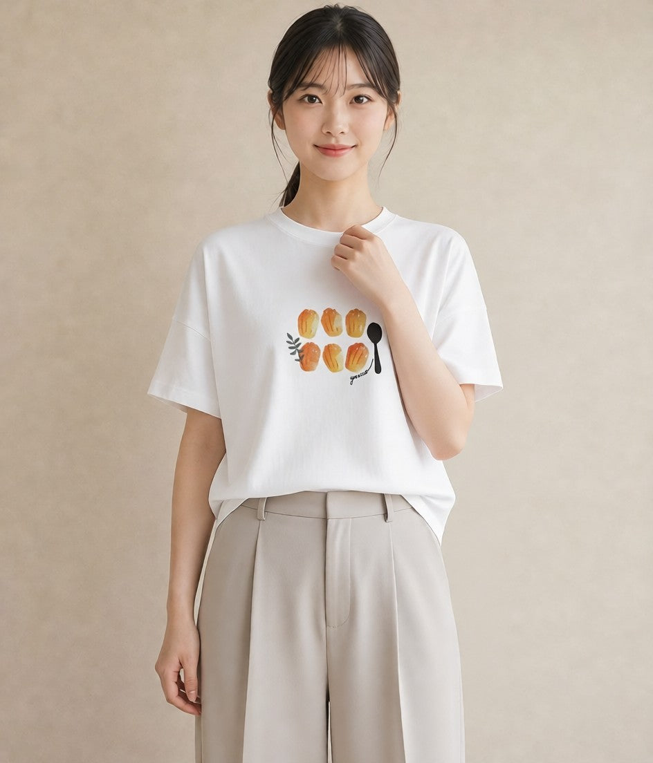 Tシャツ レディース マカロン 食べ物 フード イラスト きれいめカジュアル 部屋着 女性向けギフト 白T