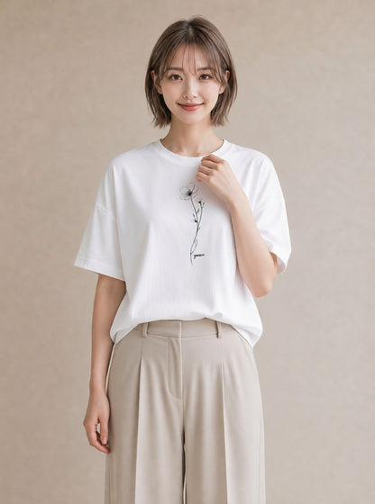 半袖Tシャツ レディース さくら 桜 桜の枝 イラスト ポップ 帰省 ラフ 白T