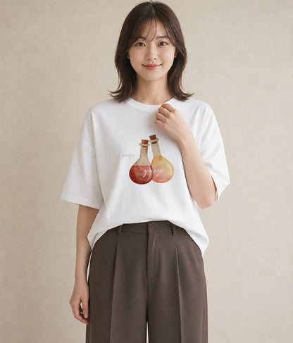 プリントTシャツ レディース はちみつ 食べ物 フード イラスト フェミニン 女性向けギフト 散歩 白T
