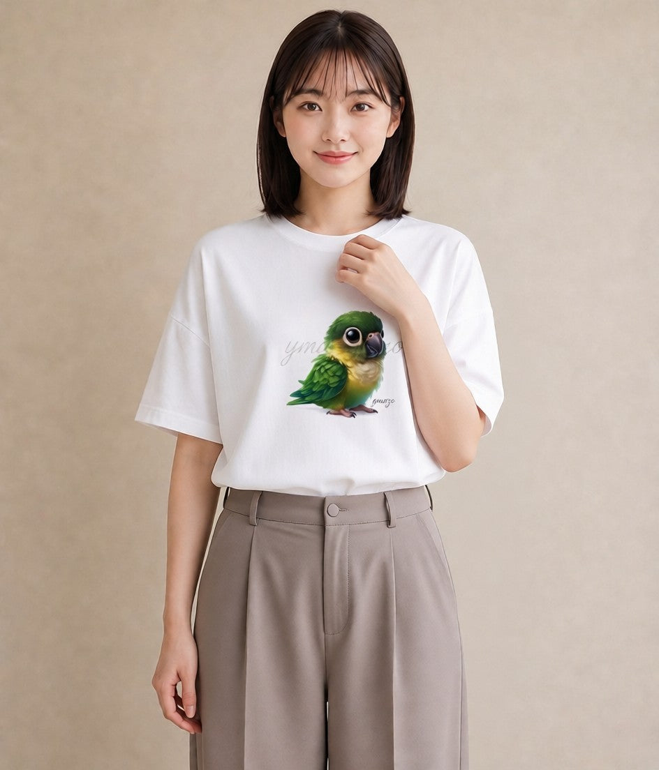 グラフィックTシャツ レディース セキセイインコ ペット 動物 イラスト シンプル 通学 誕生日プレゼント 白T