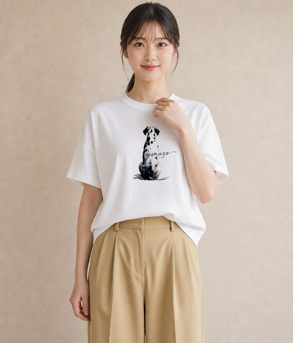 デザインTシャツ レディース 保護犬 犬 いぬ イラスト カフェコーデ 春服 ミセス 白T