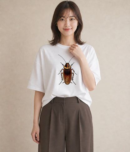 デザインTシャツ レディース クワガタ 昆虫 虫 イラスト 線画 秋コーデ おしゃれギフト 白T
