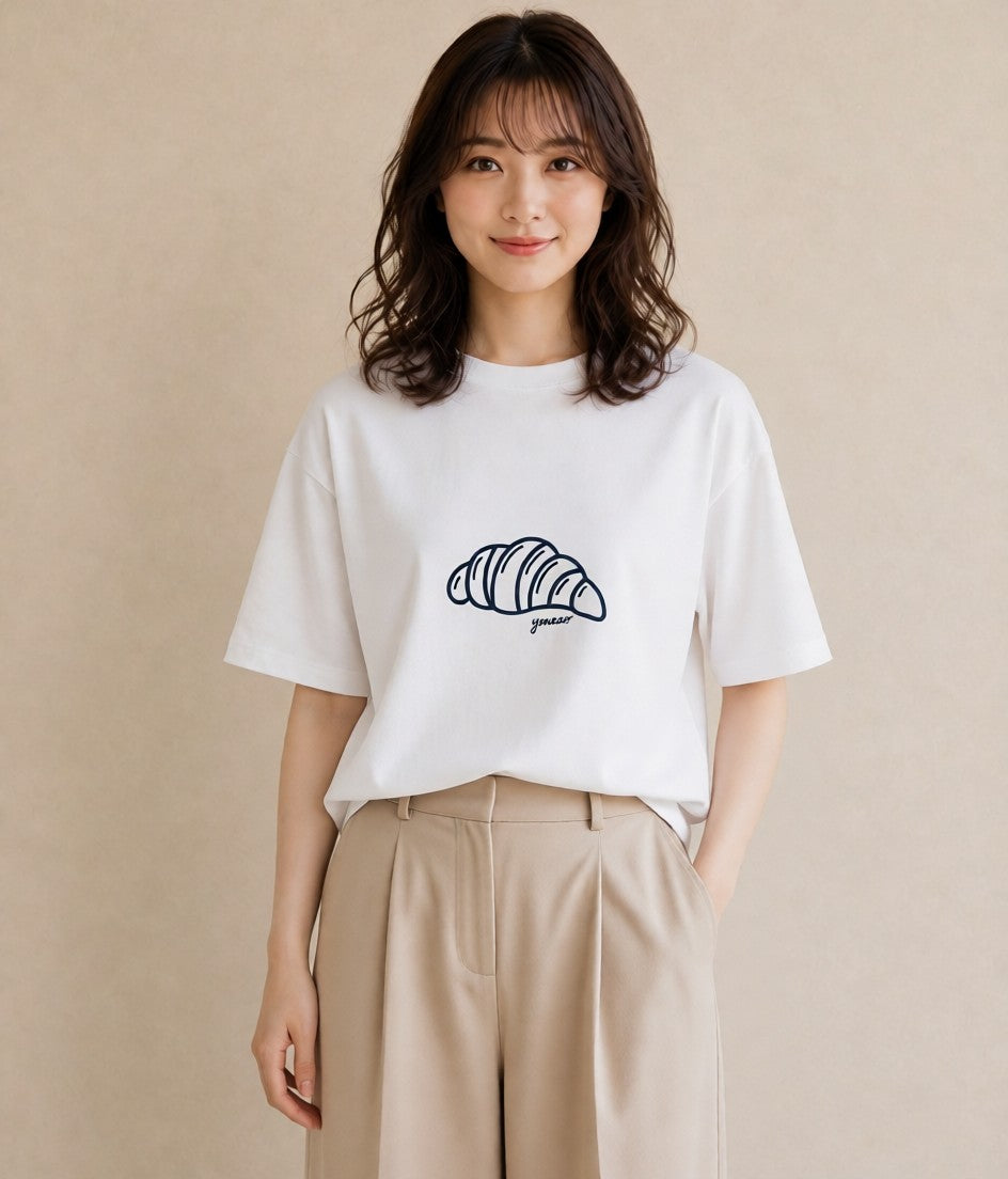 Tシャツ レディース パン ベーカリー イラスト ナチュラル 20代 カジュアルコーデ 白T